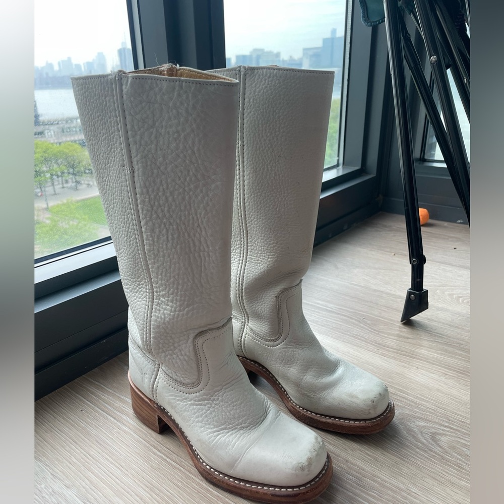 Frye Campus White Boots